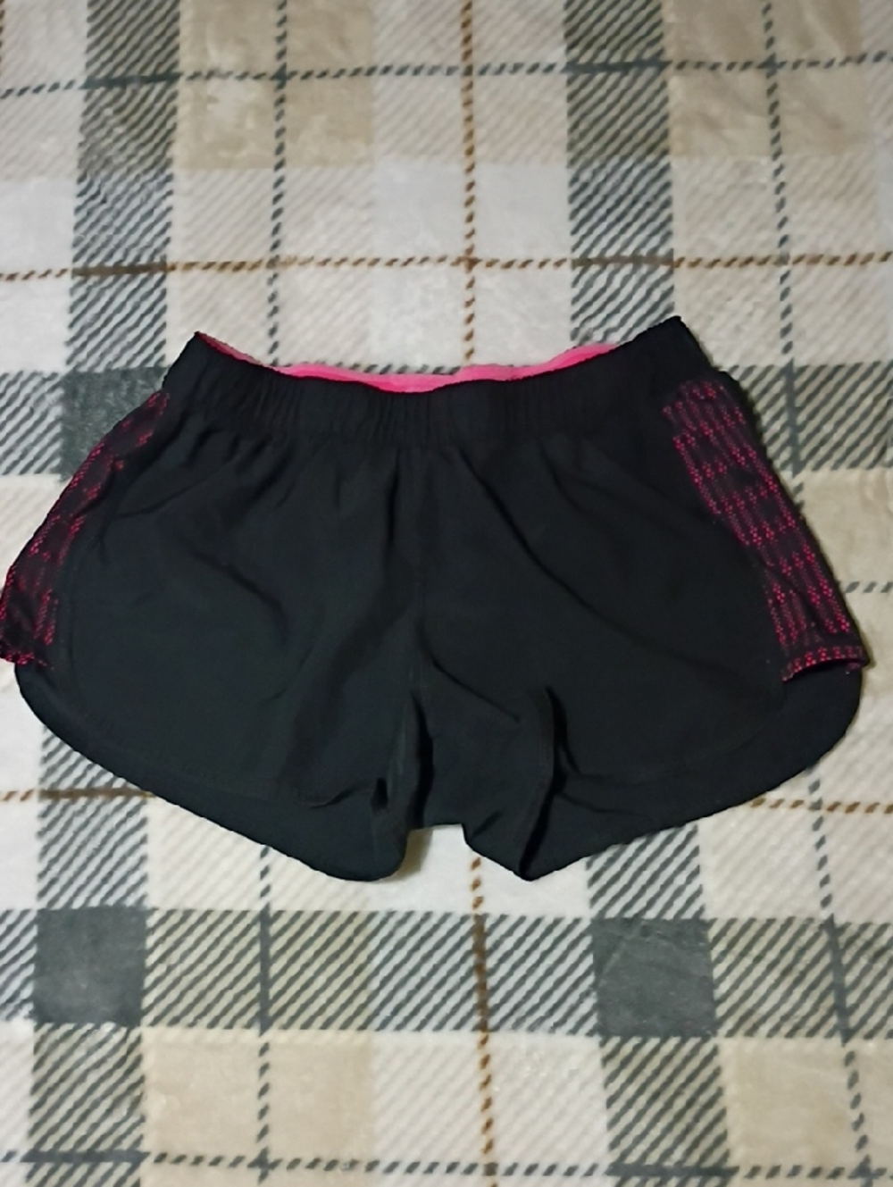 Champion Black Athletic Shorts with Pink Trim